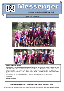 Newsletter 16, 28 May - Mount Waverley Primary School