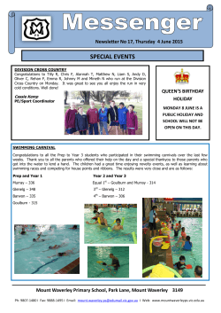 Newsletter 17, 4 June - Mount Waverley Primary School