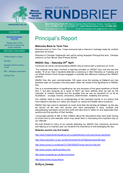 Newsletter 23.04.2015 - Mount Waverley North Primary School