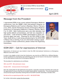 Newsletter - April 2015 - College of Emergency Medicine