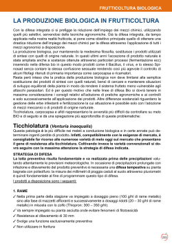 LA PRODUZIONE BIOLOGICA IN FRUTTICOLTURA