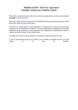 End User Agreement INSTRUCTIONS for COMPILATION