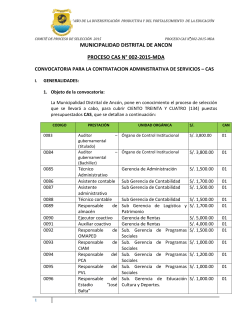 municipalidad distrital de ancon proceso cas nÂ° 002-2015