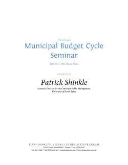 Municipal Budget Cycle Seminar Patrick Shinkle