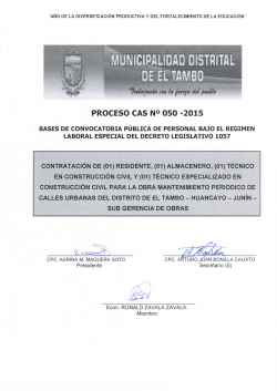 PROCESO CAS NO 050 -2015 - Municipalidad Distrital de El Tambo
