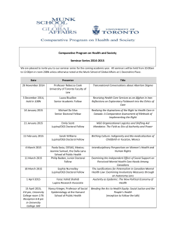 Comparative Program on Health and Society Seminar Series 2014