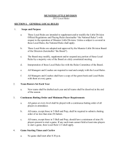 MUNSTER LITTLE DIVISION 2015 Local Rules SECTION I
