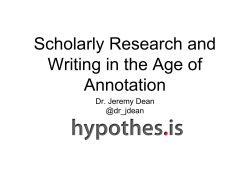 Scholarly Research and Writing in the Age of Annotation