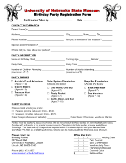 Registration Form - University of Nebraska State Museum