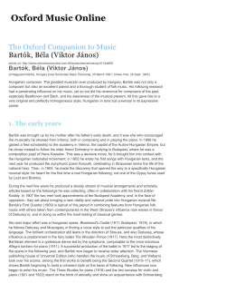 Oxford Companion Article on Bartok