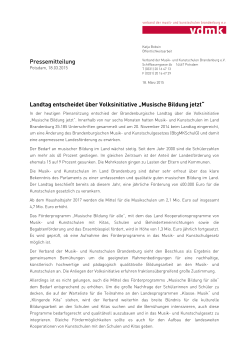 Pressemitteilung Landtag entscheidet Ã¼ber Volksinitiative âMusische