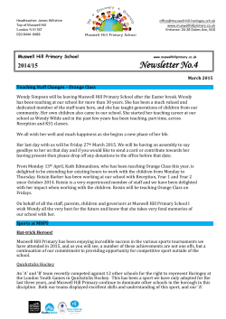 Newsletter 2015 No 4 - Muswell Hill Primary School