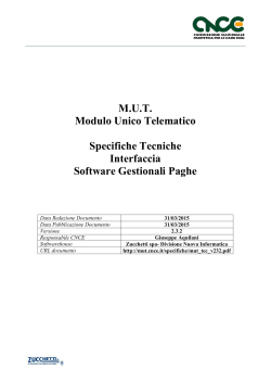 M.U.T. Modulo Unico Telematico Specifiche Tecniche