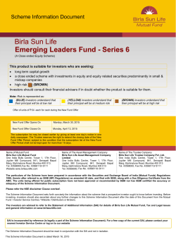 SID - Birla Sun Life Emerging Leaders Fund