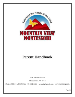 Parent Handbook - Mountain View Montessori