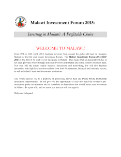 Malawi Investment Forum 2015: Investing in Malawi: A Profitable