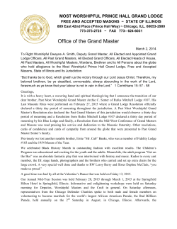 Grand Master Communication - Prince Hall Grand Lodge of Illinois