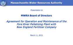 Agreement for Operation and Maintenance of the Fore River