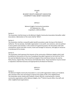 1 BYLAWS OF BELMONT HEIGHTS COMMUNITY ASSOCIATION A