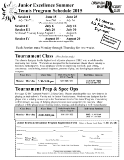 Summer 2015 Junior Programs - Columbia Basin Racquet Club