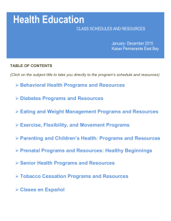 Health Education Class Schedules and Resources