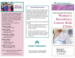 Women`s Hereditary Cancer Risk Clinic - My Doctor Online