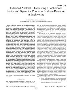extended abstract - evaluating a sophomore statics and dynamics