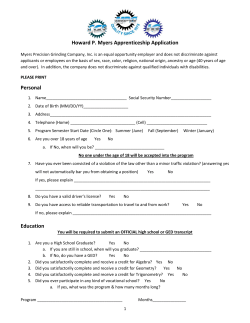 Howard P. Myers Apprenticeship Application