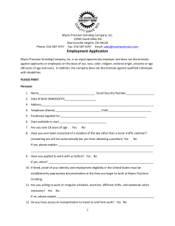Employment Application - Myers Precision Grinding