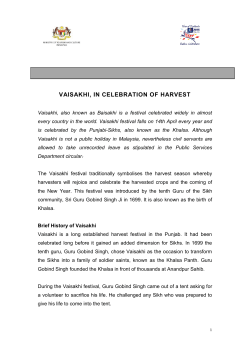 VAISAKHI, IN CELEBRATION OF HARVEST - MyFEST 2015