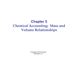 Chapter 5 Chemical Accounting: Mass and Volume