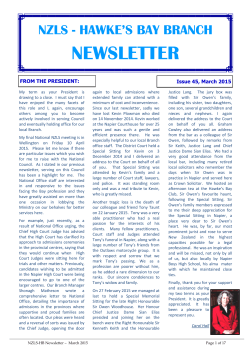 Hawkes Bay newsletter - March 2015