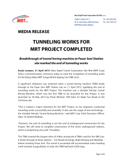 tunneling works for mrt project completed - mmc