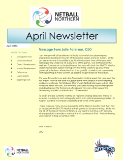 April Newsletter - Netball New Zealand