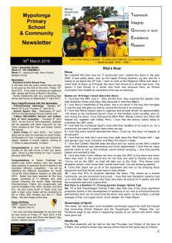 Newsletter March 30th - Mypolonga Primary School