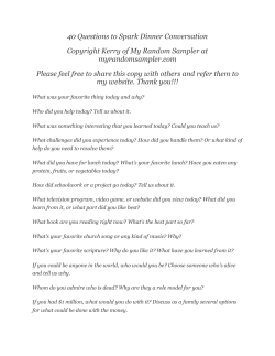 40 Questions to Spark Dinner Conversation Copyright Kerry of My