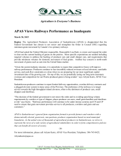 APAS Views Railways Performance as Inadequate