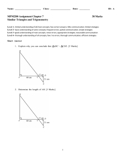 MPM2D0 Assignment Chapter 7 38 Marks Similar Triangles and