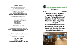 Residents are cordially invited to attend the Annual Parish Meeting