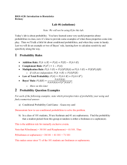 Lab #6 (solutions) 1 Probability Rules 2 Probability