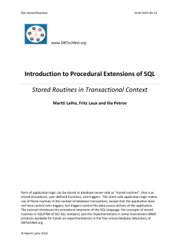Introduction to Procedural Extensions of SQL Stored