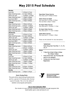 May 2015 Pool Schedule - Tom A. Finch Community YMCA