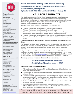 CALL FOR ABSTRACTS - North American Artery