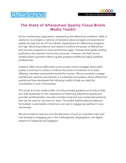 The State of Afterschool Quality Focus Briefs Media Toolkit