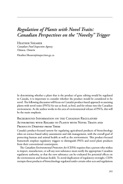 Regulation of Plants with Novel Traits: Canadian Perspectives on