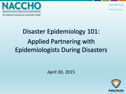 Disaster Epi 101 Webinar - NACCHO Preparedness Brief
