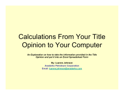 Calculations From Your Title Opinion to Your Computer