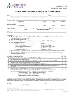 APPLICATION TO MEDICAL ASSISTANT TECHNOLOGY PROGRAM
