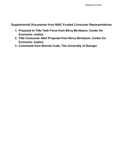 Supplemental Documents from NAIC Funded Consumer