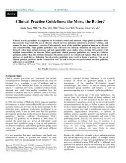 Clinical Practice Guidelines: the More, the Better?